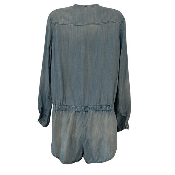 Anthropologie Cloth & Stone chambray romper Woman’s Size S Convertible Sleeve - Picture 5 of 16